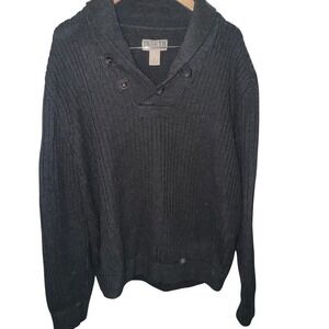 Duluth Trading Co. Men's XL Shawl Collar Pullover Sweater Gray Wool Blend Heavy